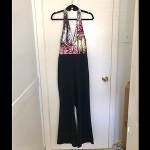SHEIN sequin halter jumpsuit; L